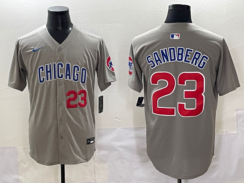 Men Chicago Cubs #23 Sandberg grey MLB Nike 2025 Jersey style 006